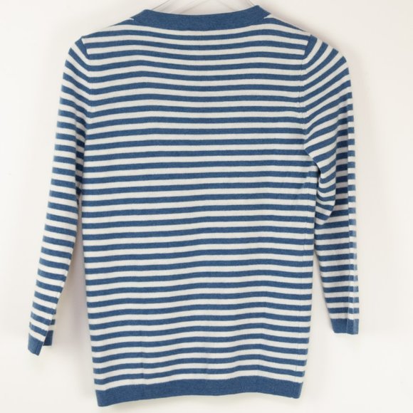 Talbots Sweater Lambswool Blend Horizontal Stripe Blue White Size XS New - Picture 2 of 5